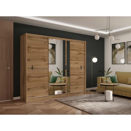 Kledingkast met spiegel SABRINA 250x215 cm Wotan eik