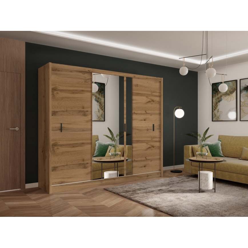 Kledingkast met spiegel SABRINA 250x215 cm Wotan eik