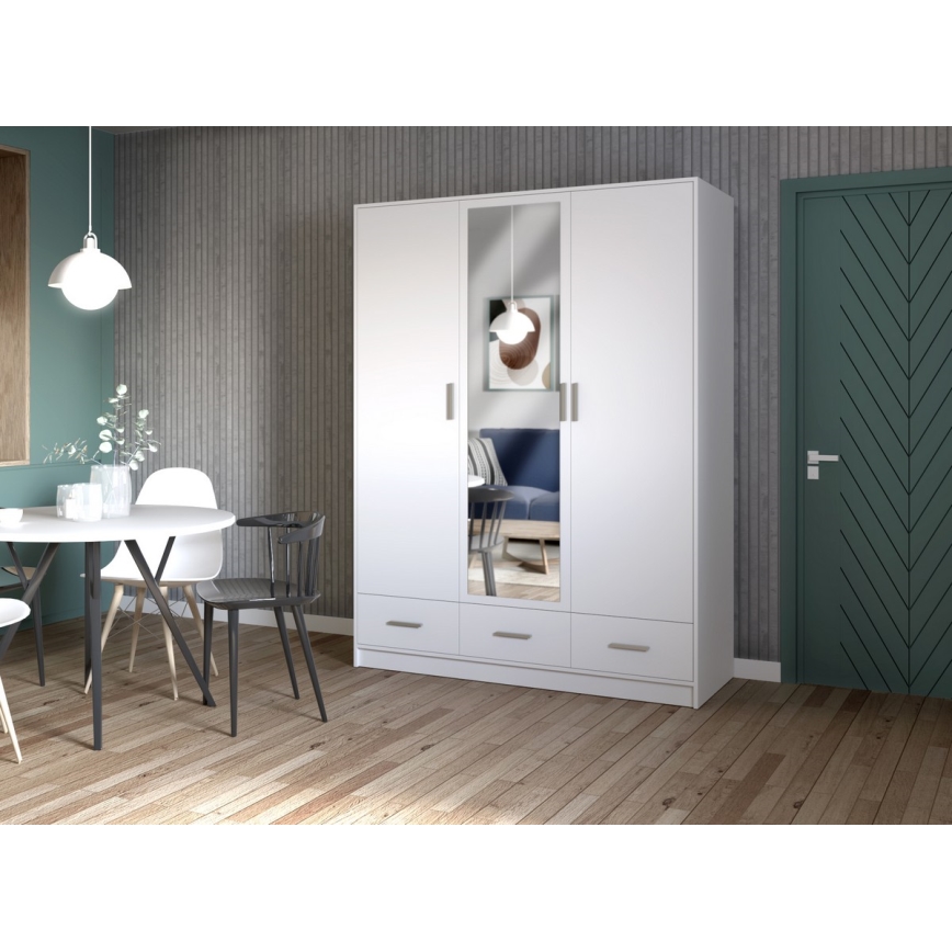 Kledingkast met spiegel SANNA 150x215 cm wit