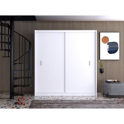 Kledingkast met schuifdeuren SAPHIRA 203x215 cm wit