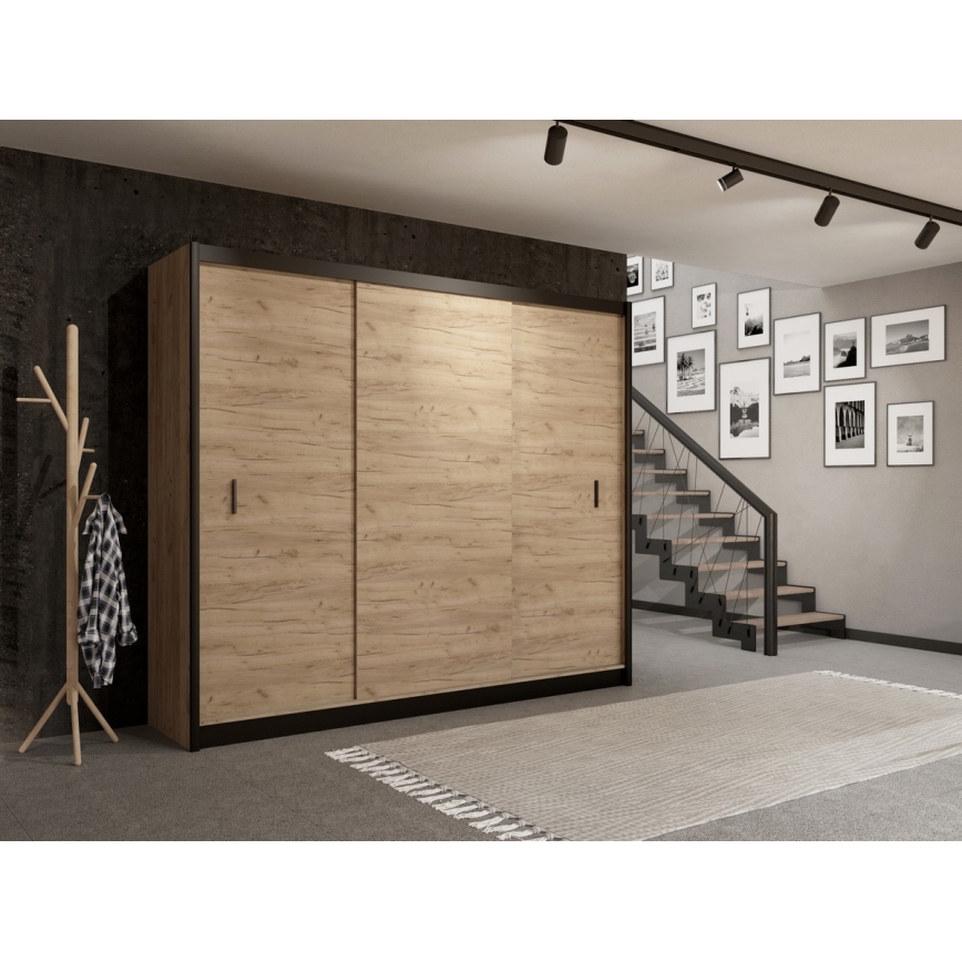 Kledingkast met schuifdeuren SAPHIRA 250x215 cm eiken craft