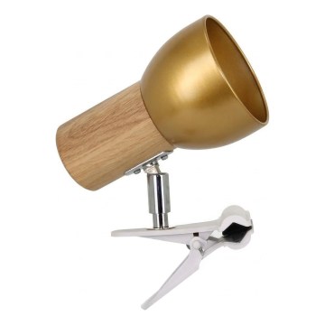 Klemlamp SVENDA 1xE27/60W/230V eiken/goud