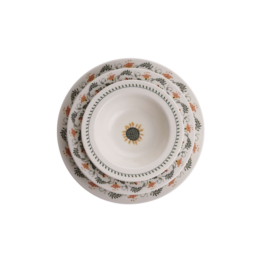 Kleurrijke 24-delige serviesset van porselein