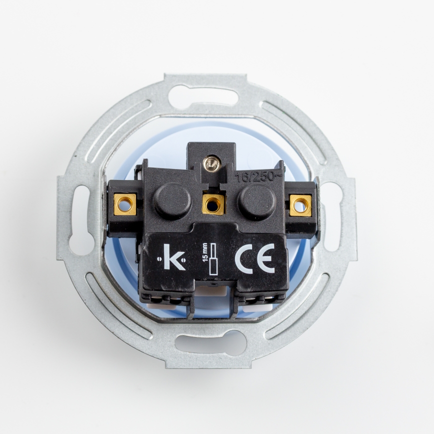 Kliklap - 3-voudige retro wandcontactdoos met afdekraam, 230V, blauw