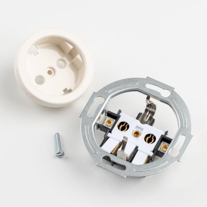Kliklap - Drievoudig retro stopcontact met afdekraam SCHUKO 230V beige