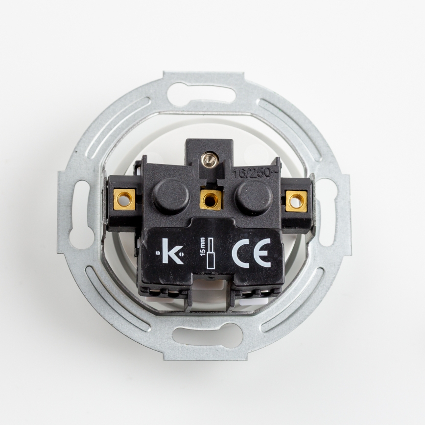 Kliklap - Drievoudig retro wandcontactdoos met afdekraam, 230V, keramisch, wit