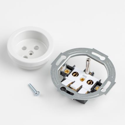 Kliklap - Drievoudig retro wandcontactdoos met frame 230V sneeuwwit
