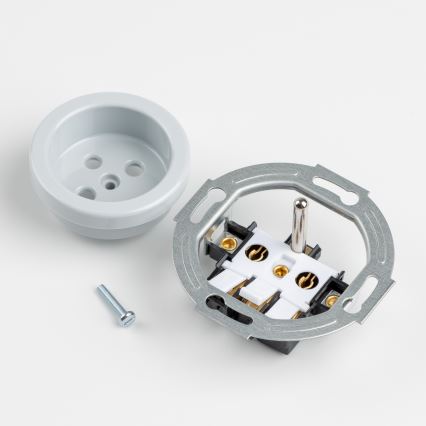 Kliklap - Drievoudig retro wandcontactdoos voor in huis met afdekraam 230V grijs