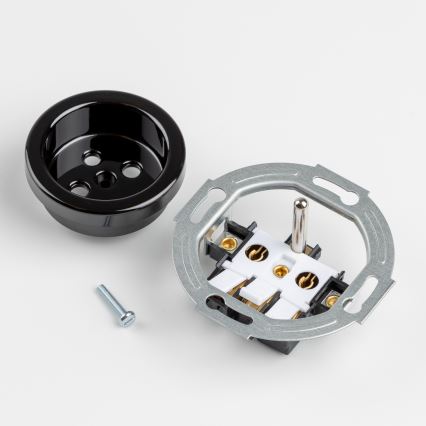 Kliklap - Drievoudige retro wandcontactdoos met afdekraam, 230V, zwart