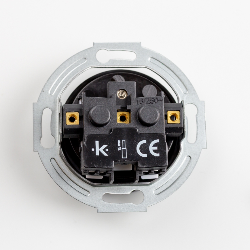 Kliklap - Drievoudige retro wandcontactdoos met afdekraam, 230V, zwart
