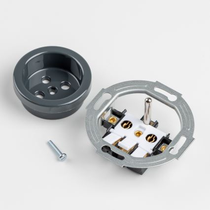 Kliklap - Drievoudige retro-wandcontactdoos met frame, 230 V, antraciet