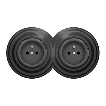 Kliklap - Dubbel retro stopcontact met afdekraam 230V antraciet