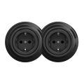 Kliklap - Dubbel retro wandcontactdoos voor huishoudelijk gebruik met frame, SCHUKO, 230 V, zwart