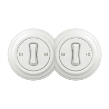 Kliklap - Dubbele retro-eenpolige schakelaar met lijst nr. 1, sneeuwwit