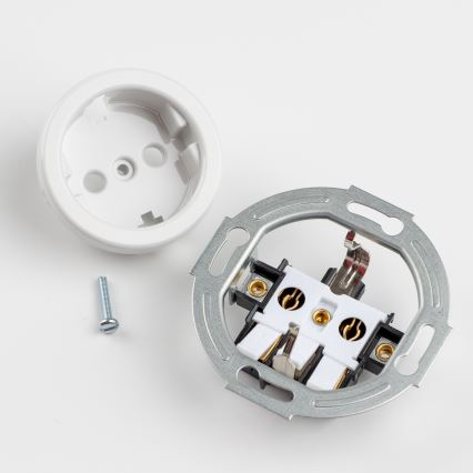 Kliklap - Dubbele retro-wandcontactdoos met afdekraam SCHUKO 230V/16A, wit keramiek