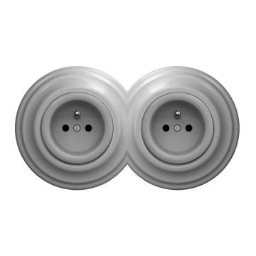 Kliklap - Dubbele retro-wandcontactdoos met frame 230V grijs