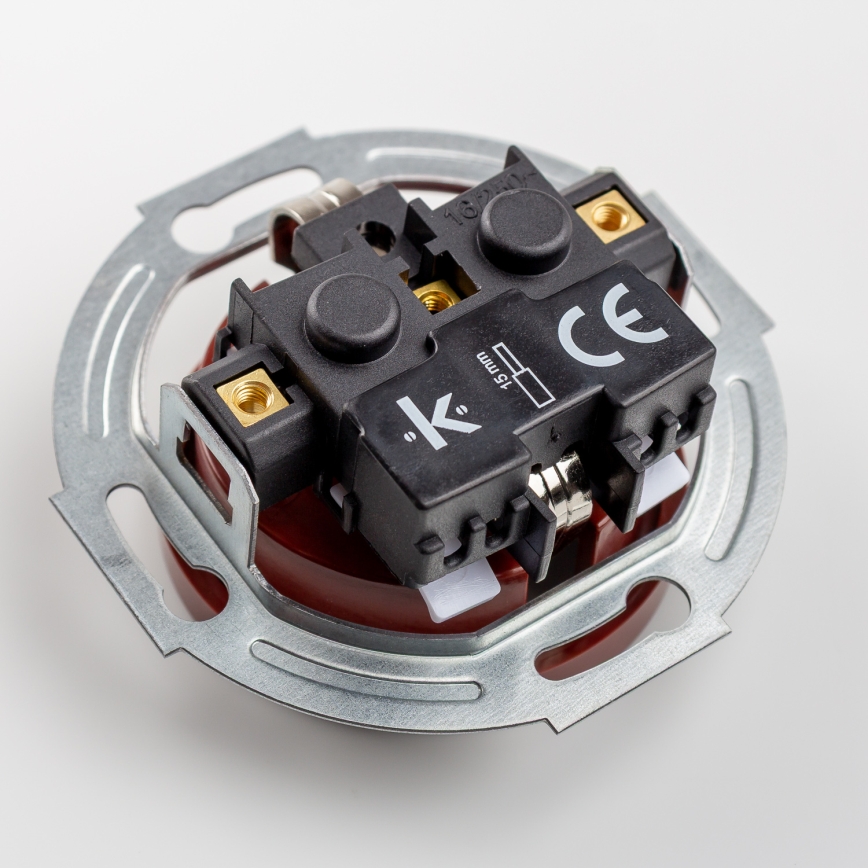 Kliklap - Dubbele retro-wandcontactdoos met SCHUKO-afdekraam, 230V, bruin