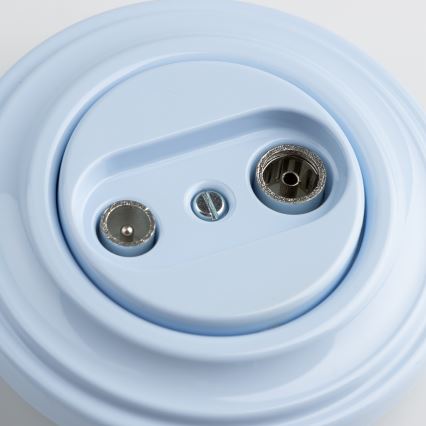 Kliklap - Retro coax-wandcontactdoos TV+FM (doorverbonden) met afdekraam, blauw
