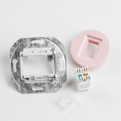 Kliklap - Retro dataaansluiting met afdekraam, oudroze