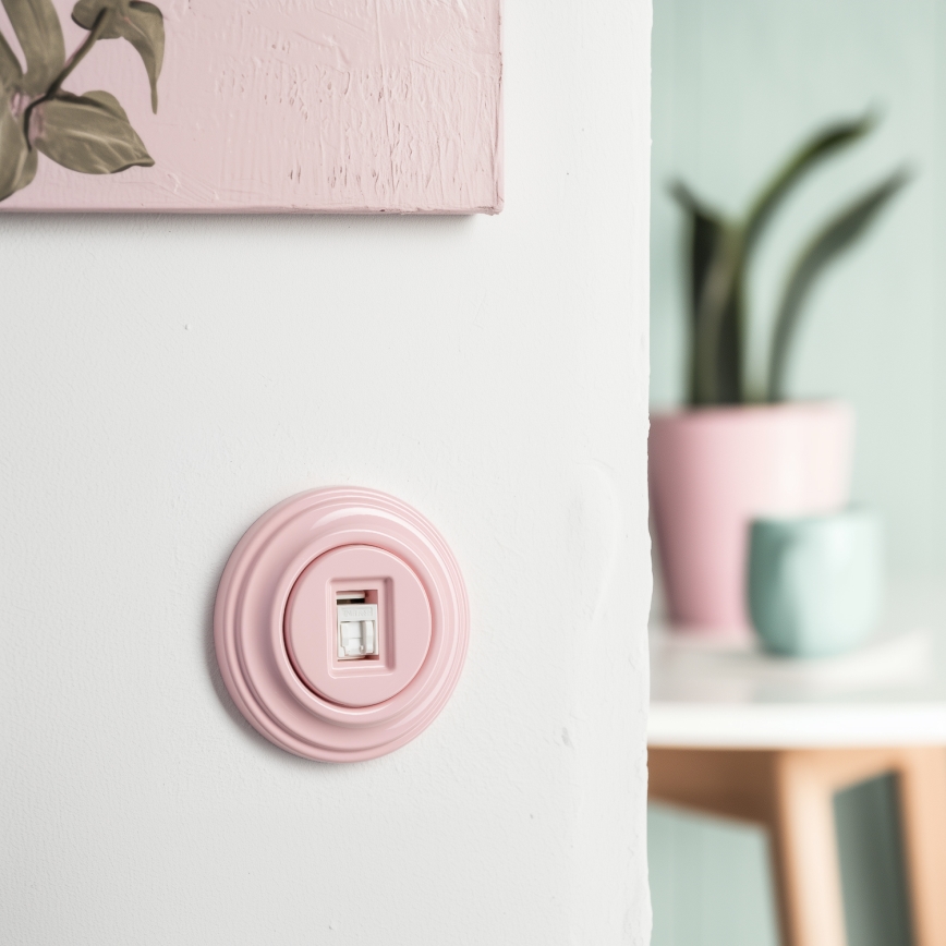 Kliklap - Retro dataaansluiting met afdekraam, oudroze