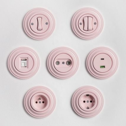 Kliklap - Retro dataaansluiting met afdekraam, oudroze