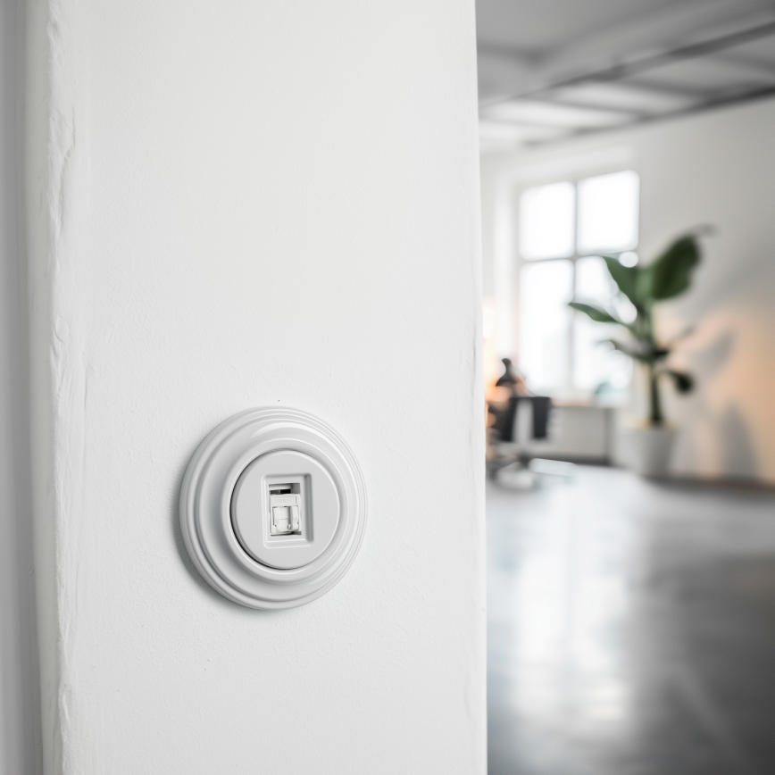 Kliklap - Retro datadoos met afdekraam in sneeuwwit