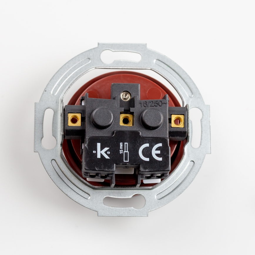 Kliklap - Retro drievoudige wandcontactdoos met afdekraam 230V bruin