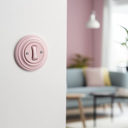 Kliklap - Retro-drukknop met omlijsting oudroze