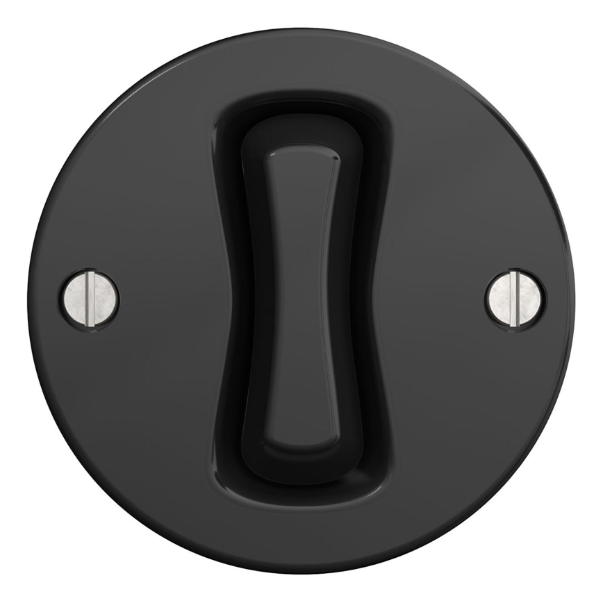 Kliklap - Retro drukknop zonder rand, zwart