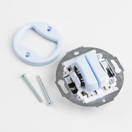 Kliklap - Retro dubbele drukknop met afdekraam, blauw