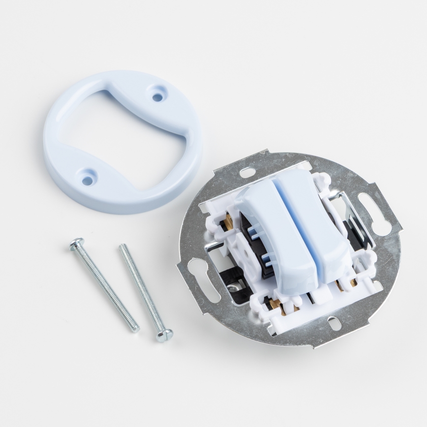 Kliklap - Retro dubbele drukknop met afdekraam, blauw