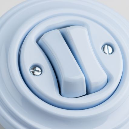 Kliklap - Retro dubbele drukknop met afdekraam, blauw