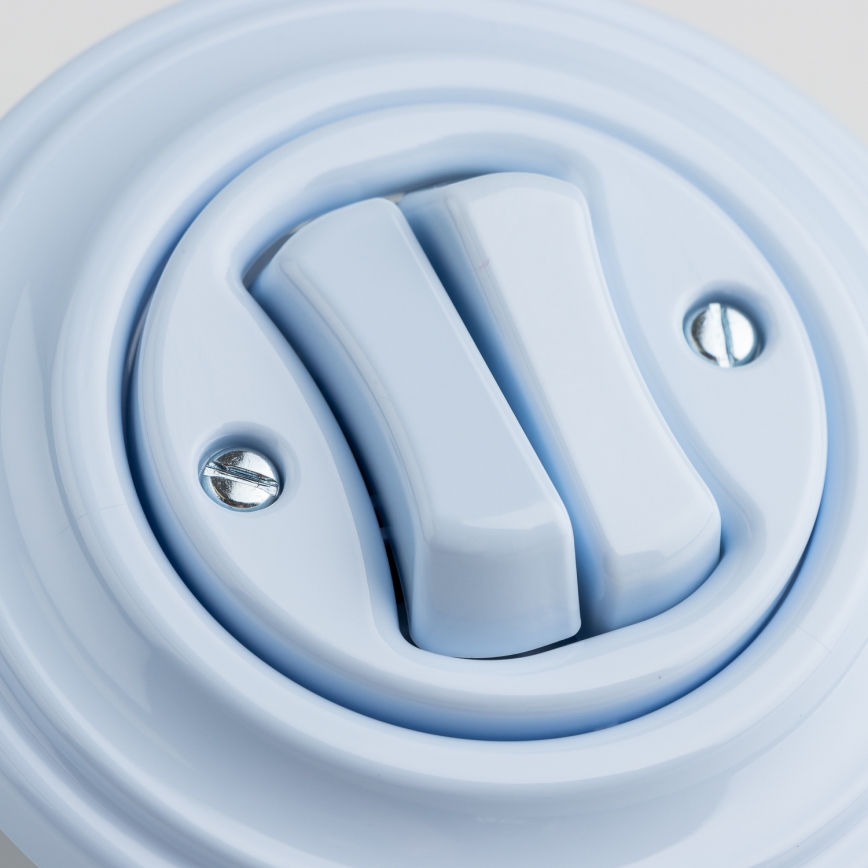 Kliklap - Retro dubbele drukknop met afdekraam, blauw