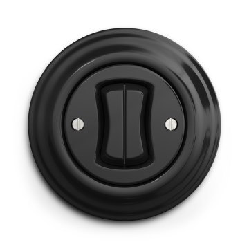 Kliklap - Retro dubbele drukknop met afdekraam, zwart