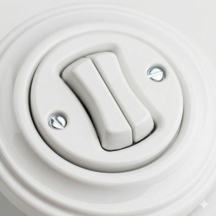 Kliklap - Retro dubbele drukknop met lijst, sneeuwwit