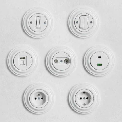 Kliklap - Retro dubbele drukknop met lijst, sneeuwwit