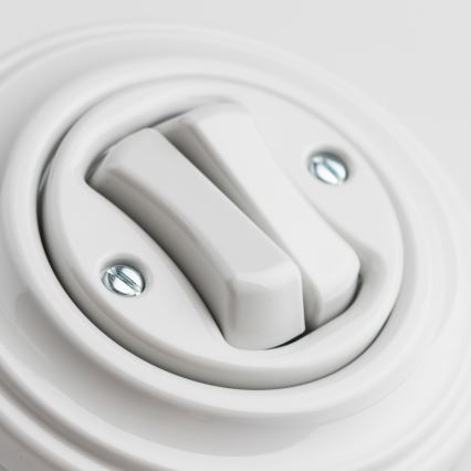 Kliklap - Retro dubbele drukknop met omlijsting, keramisch wit