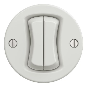 Kliklap - Retro dubbele drukknop schakelaar zonder frame wit