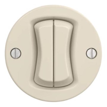 Kliklap - Retro dubbele drukknopschakelaar zonder afdekraam beige