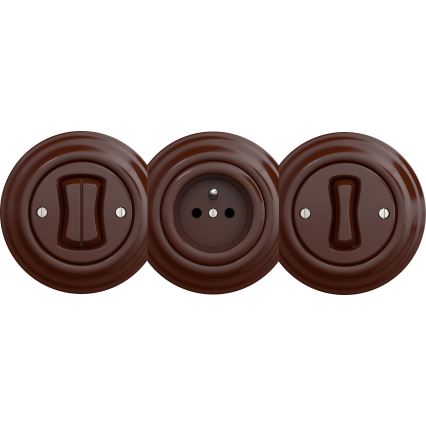 Kliklap - Retro dubbele drukschakelaar randloos bruin