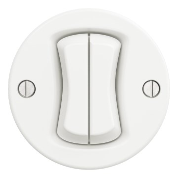 Kliklap - Retro dubbele drukschakelaar zonder afdekraam, sneeuwwit