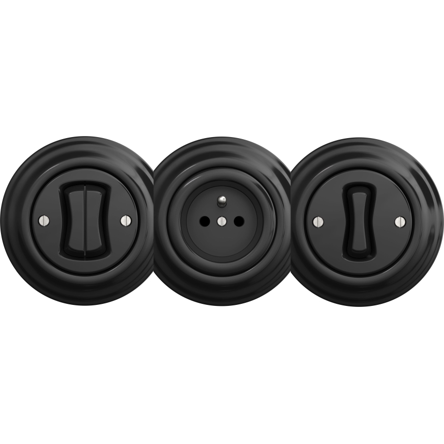 Kliklap - Retro dubbele randloze knop zwart