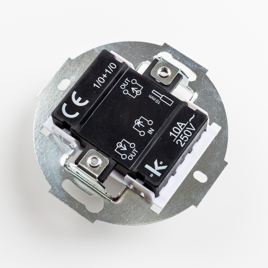 Kliklap - Retro dubbele schakelaar met afdekraam, grijs