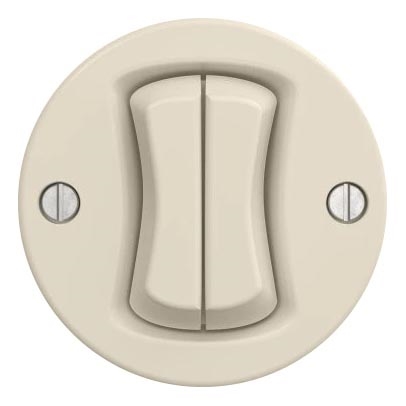 Kliklap - Retro dubbele trappenhuisschakelaar zonder afdekraam nr. 6+6 beige