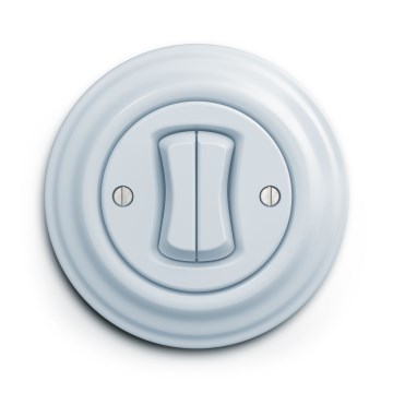 Kliklap - Retro dubbele trappenschakelaar met afdekraam nr. 6+6 blauw