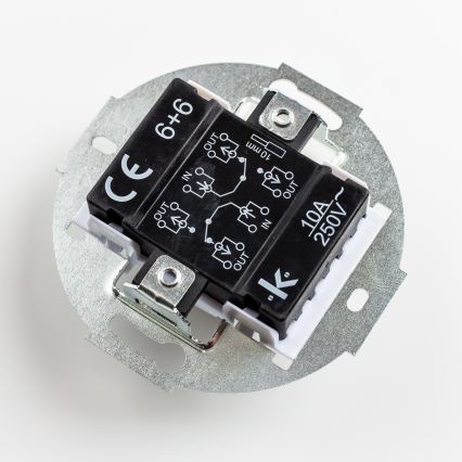 Kliklap - Retro dubbele trappenschakelaar met afdekraam nr. 6+6 zwart