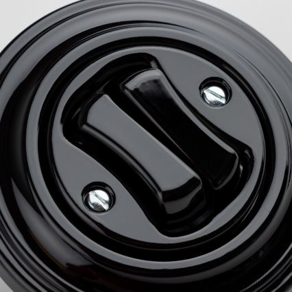 Kliklap - Retro dubbele trappenschakelaar met afdekraam nr. 6+6 zwart