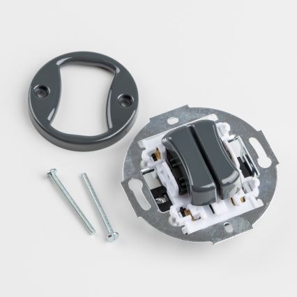 Kliklap - Retro dubbele trappenschakelaar met frame nr. 6+6 antraciet