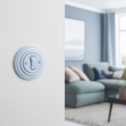 Kliklap - Retro eenpolige schakelaar met afdekraam nr. 1 blauw