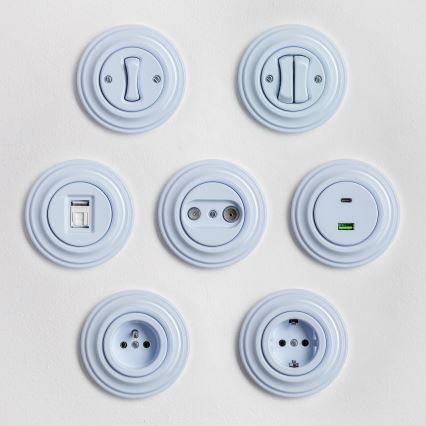 Kliklap - Retro eenpolige schakelaar met afdekraam nr. 1 blauw